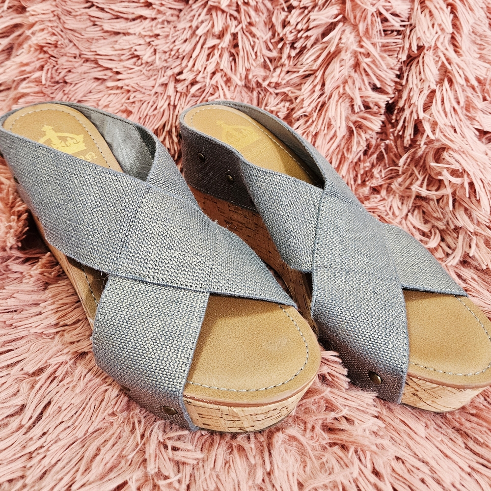 Crown Vintage Gray Wedge Sandals